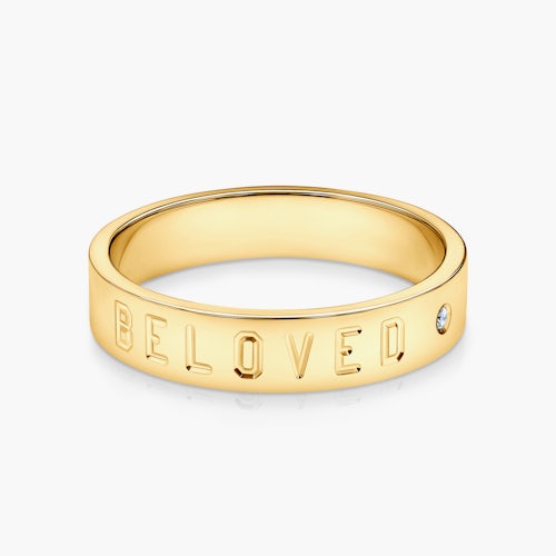 Obrączka partnerska Sign of Love®: złota, diament, płaska, 4mm